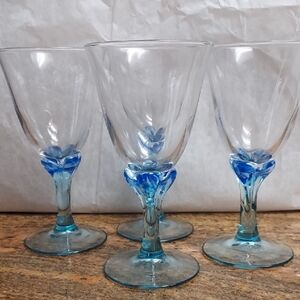 Vintage Luminarc Wine Glasses With A Flared Rim With A Floral Detail  B99